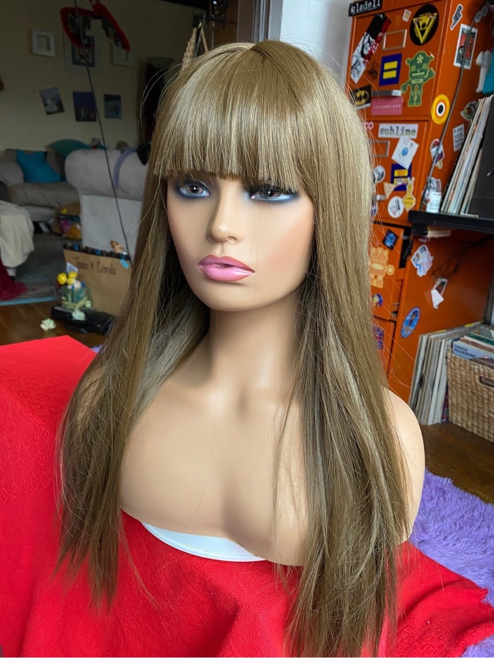CLEARANCE Straight light Brown Wig with Bangs